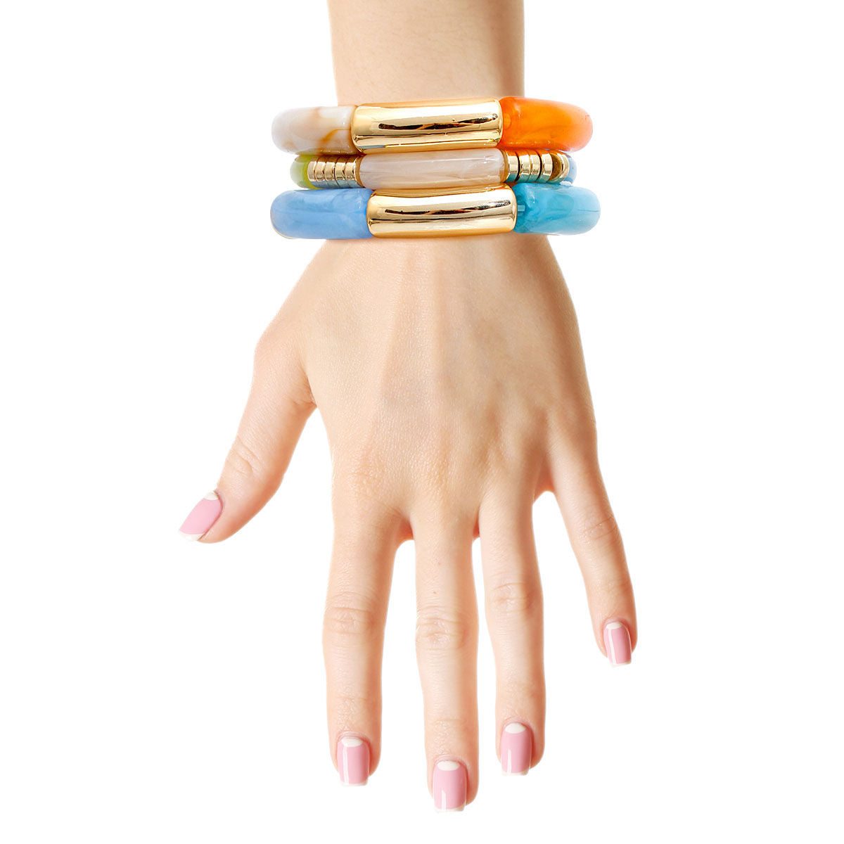 Multi Color Tube Stretch Bangle Set - Premium Wholesale Jewelry from Pinktown - Just $12! Shop now at chiquestyles