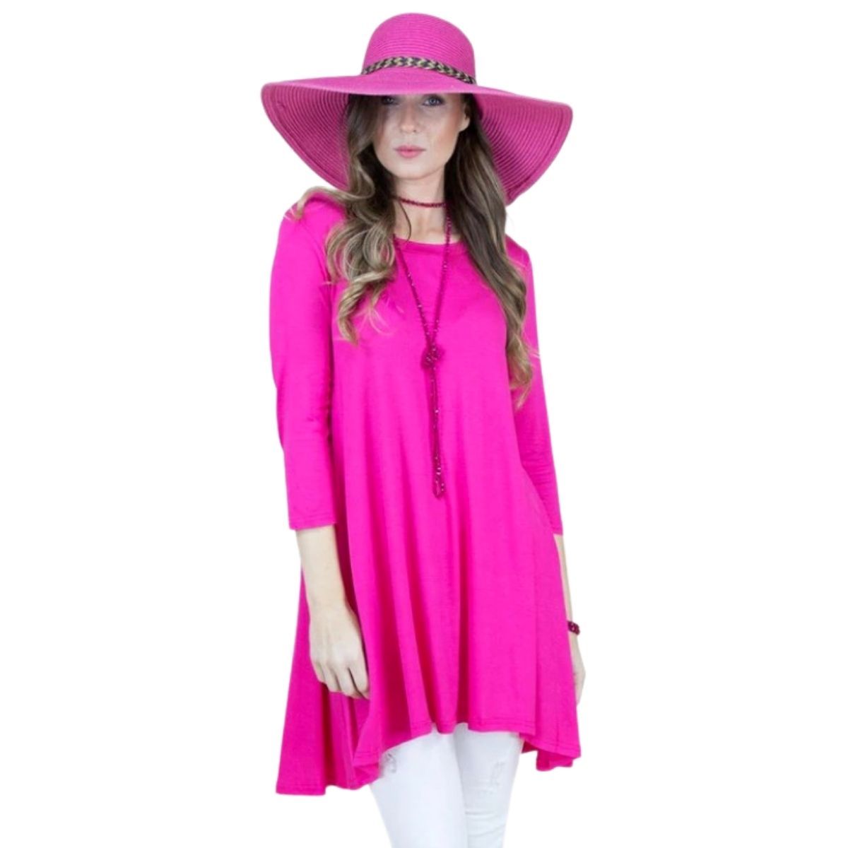 Small Fuchsia Scoop Neck Tunic - Premium Wholesale Fashion Accessories from Pinktown - Just $28! Shop now at chiquestyles