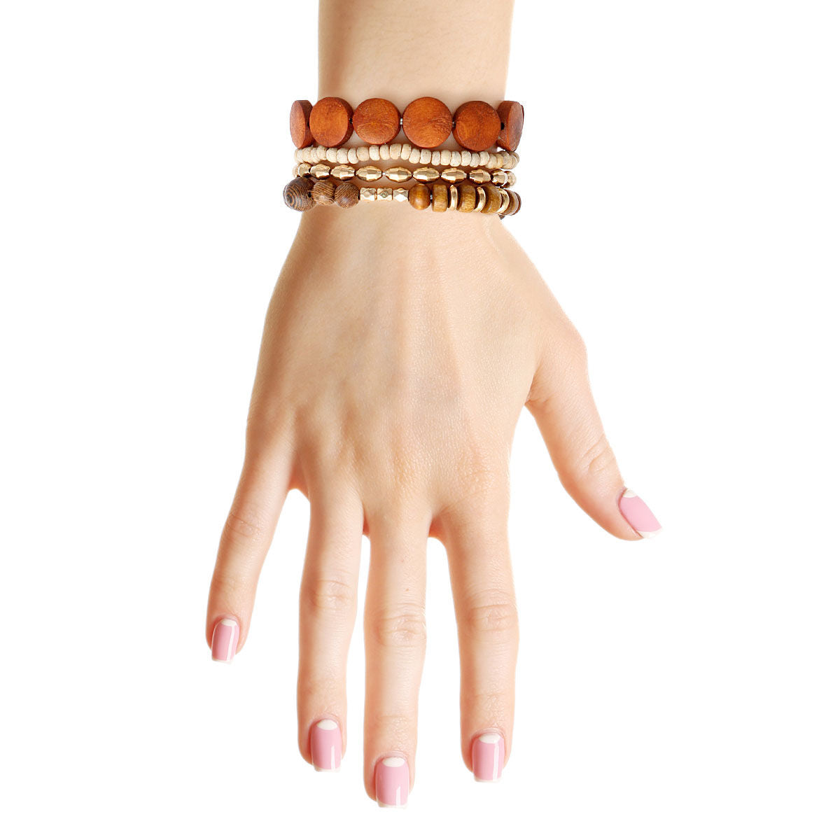 Brown Wood 4 Pcs Bracelets|Stretch to Fit - Premium Wholesale Jewelry from Pinktown - Just $10! Shop now at chiquestyles