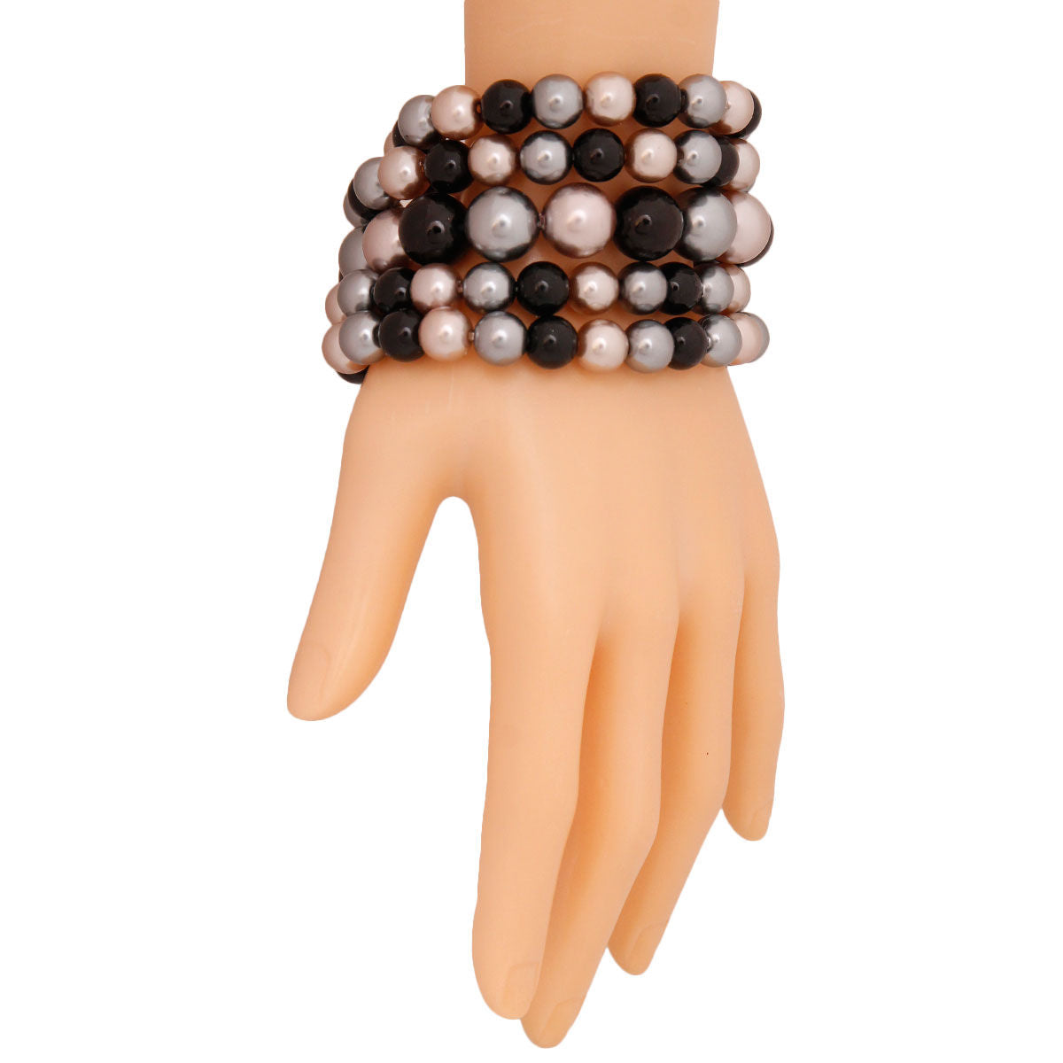 Dark Mix Pearl 5 Pc Bracelets|Stretch to Fit - Premium Wholesale Jewelry from Pinktown - Just $10! Shop now at chiquestyles