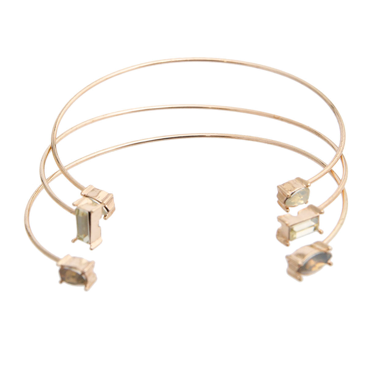 Opal Crystal 3Pcs Thin Wire Cuff|Adjustable - Premium Wholesale Jewelry from Pinktown - Just $5! Shop now at chiquestyles