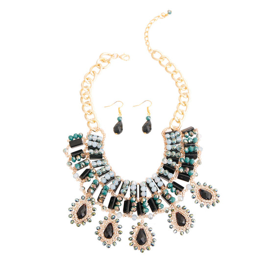 Black and Gold Bead Collar Set|18 inches - Premium Wholesale Jewelry from Pinktown - Just $17! Shop now at chiquestyles