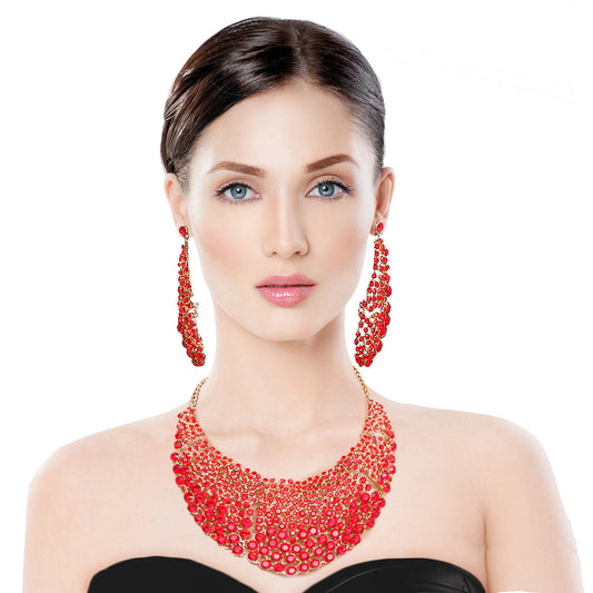 Brilliant Red Round Cut Crystal Necklace|18 inches - Premium Wholesale Jewelry from Pinktown - Just $36! Shop now at chiquestyles