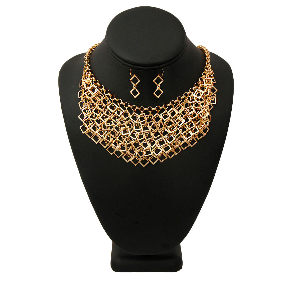 Metal Square Drop Necklace Set|18 inches - Premium Wholesale Jewelry from Pinktown - Just $14! Shop now at chiquestyles