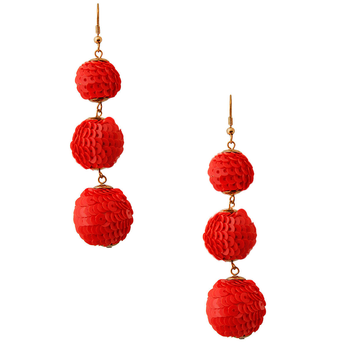Red Sequin Ball Earrings|3 inches - Premium Wholesale Jewelry from Pinktown - Just $10! Shop now at chiquestyles