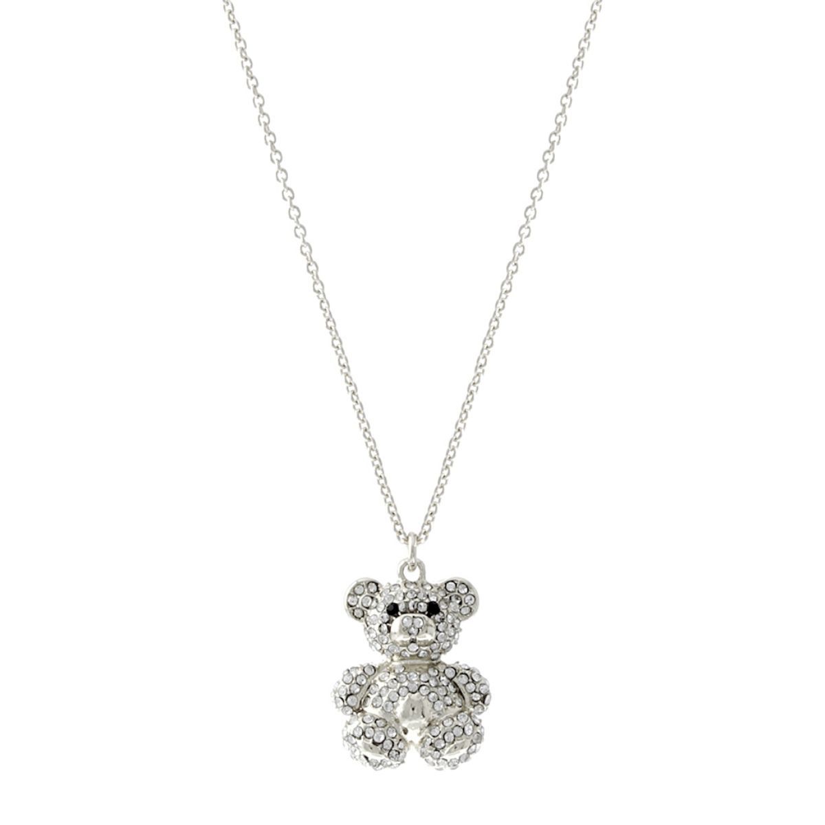 Silver Pave Teddy Bear Necklace|16 + 3 inches - Premium Wholesale Jewelry from Pinktown - Just $10! Shop now at chiquestyles