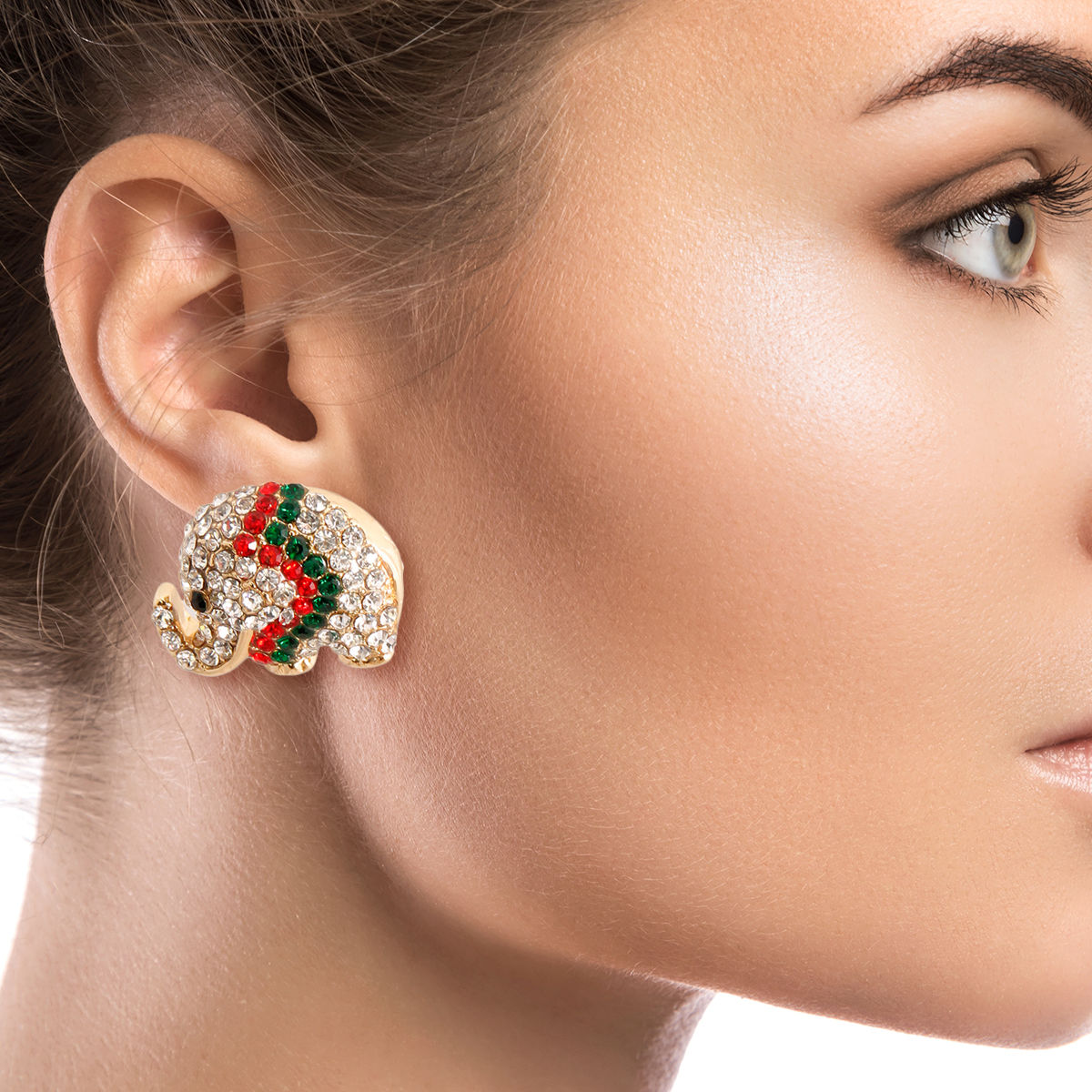 Designer Rhinestone Elephant Studs|.85 inches - Premium Wholesale Jewelry from Pinktown - Just $9! Shop now at chiquestyles
