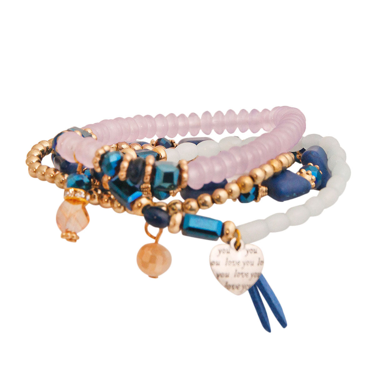 Blue Square Bead 4 Pcs Bracelets|Stretch to Fit - Premium Wholesale Jewelry from Pinktown - Just $11! Shop now at chiquestyles