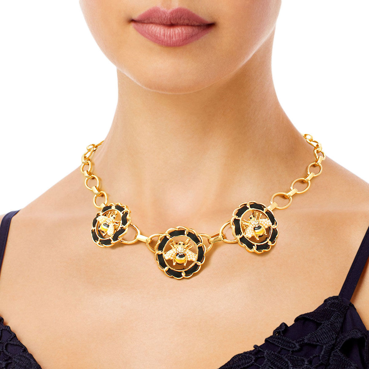 Gold Cable Chain Black Bee Necklace - Premium Wholesale Jewelry from Pinktown - Just $19! Shop now at chiquestyles