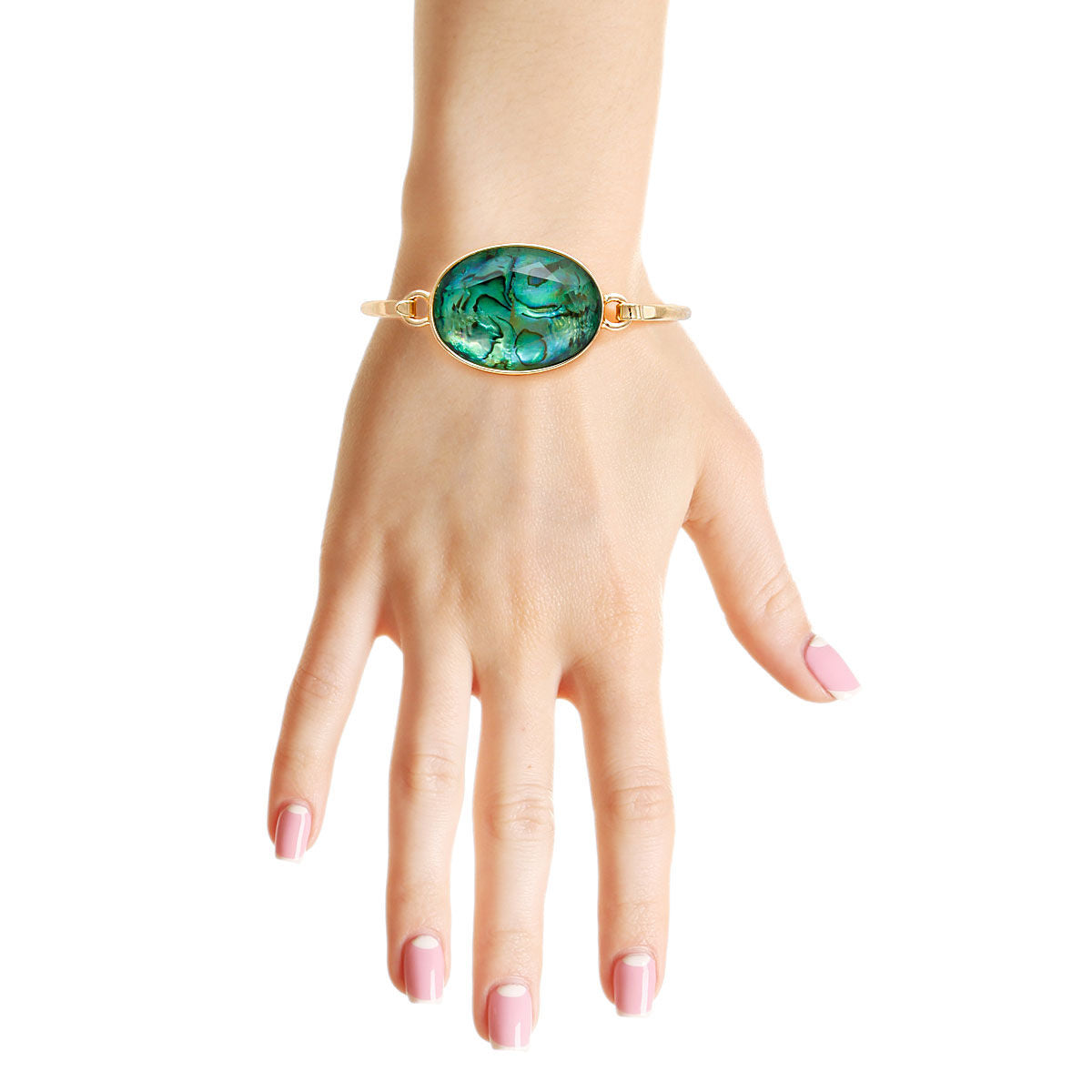 Blue Green Marbled Oval Bangle|8 inches - Premium Wholesale Jewelry from Pinktown - Just $9! Shop now at chiquestyles