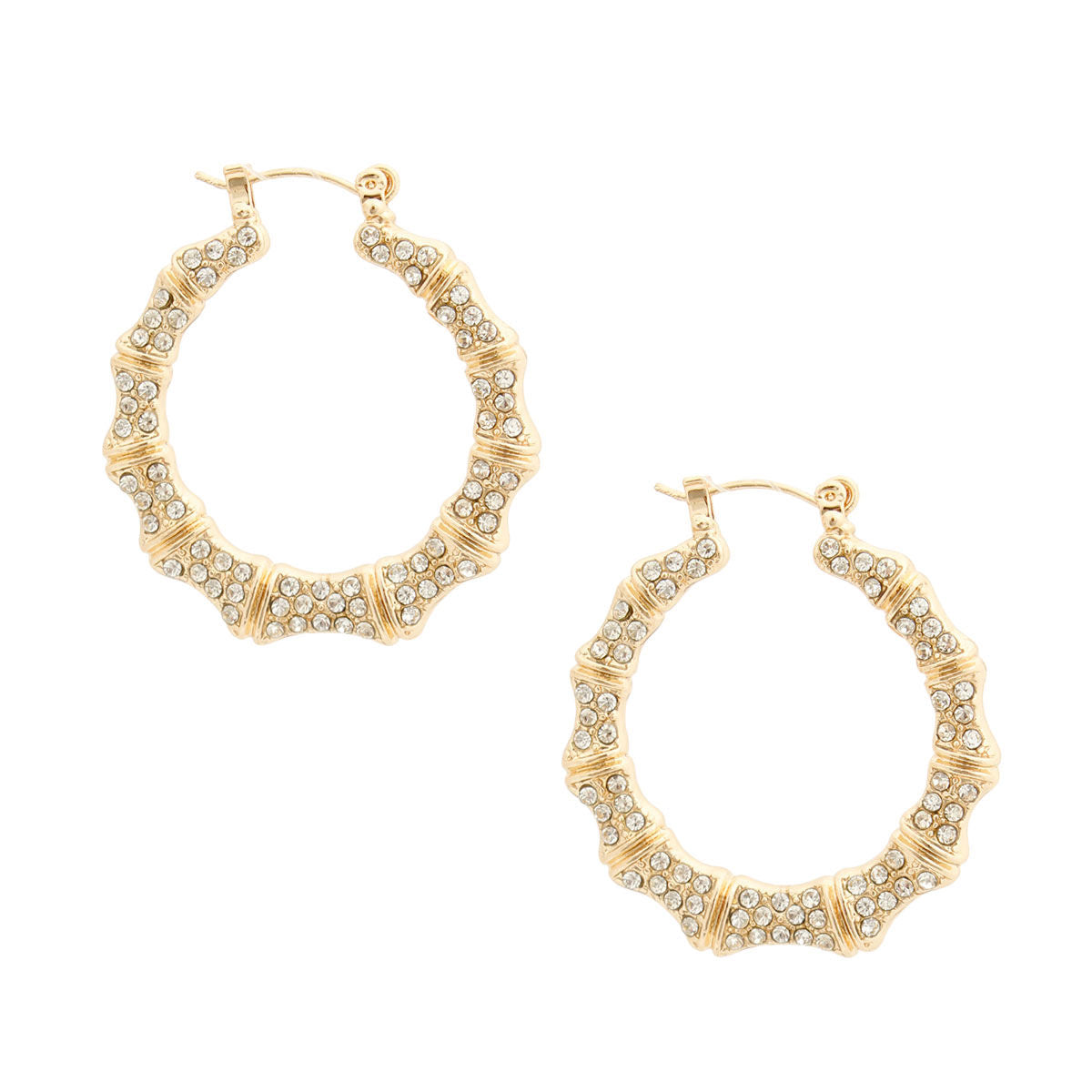 Gold Bling Thin Bamboo Hoops|1.35 inches - Premium Wholesale Jewelry from Pinktown - Just $12! Shop now at chiquestyles