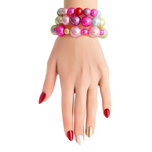 Rainbow Pearl 3 Pcs Bracelets|Stretch to Fit - Premium Wholesale Jewelry from Pinktown - Just $8! Shop now at chiquestyles