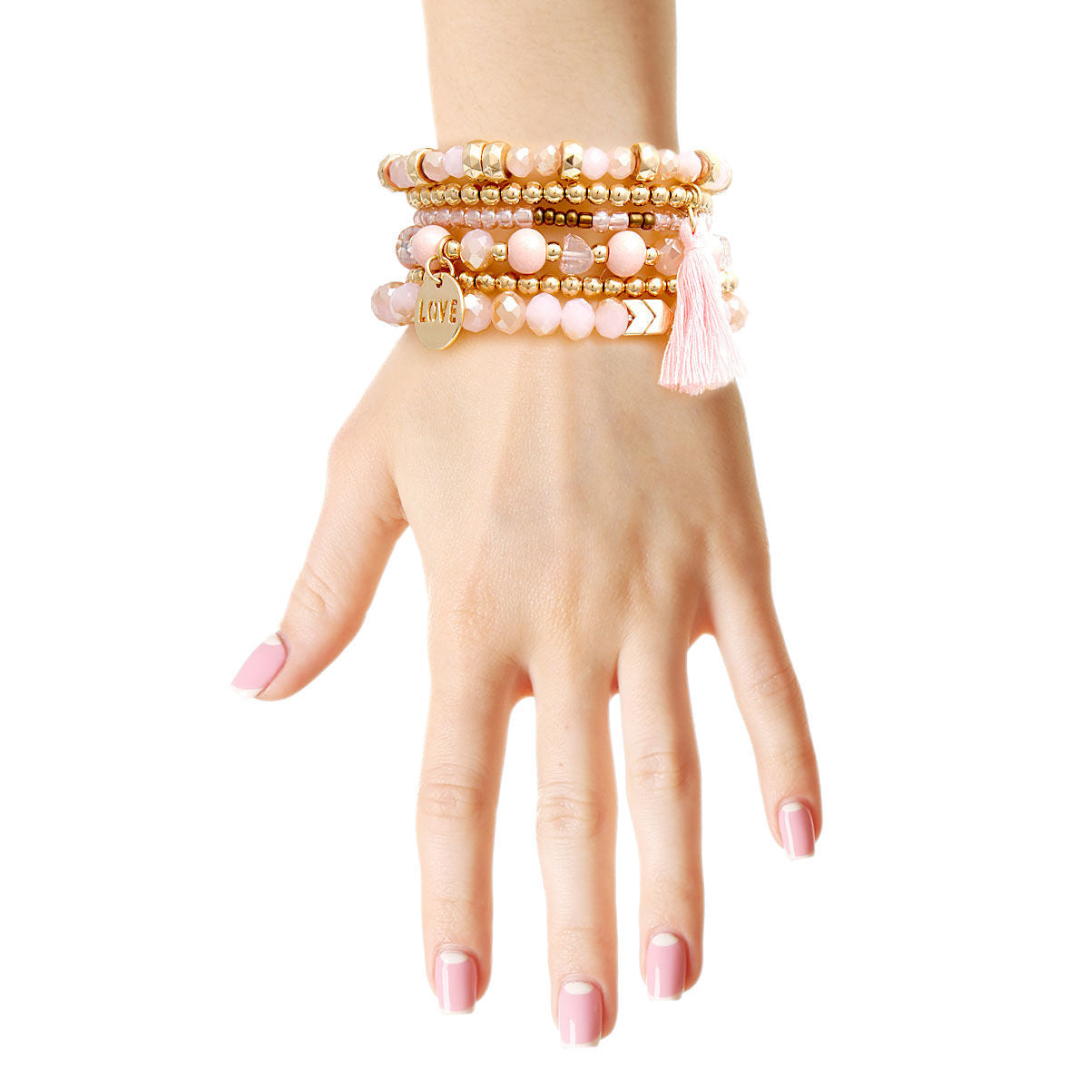 Light Brown Glass Love 6 Pcs Bracelets - Premium Wholesale Jewelry from Pinktown - Just $13! Shop now at chiquestyles