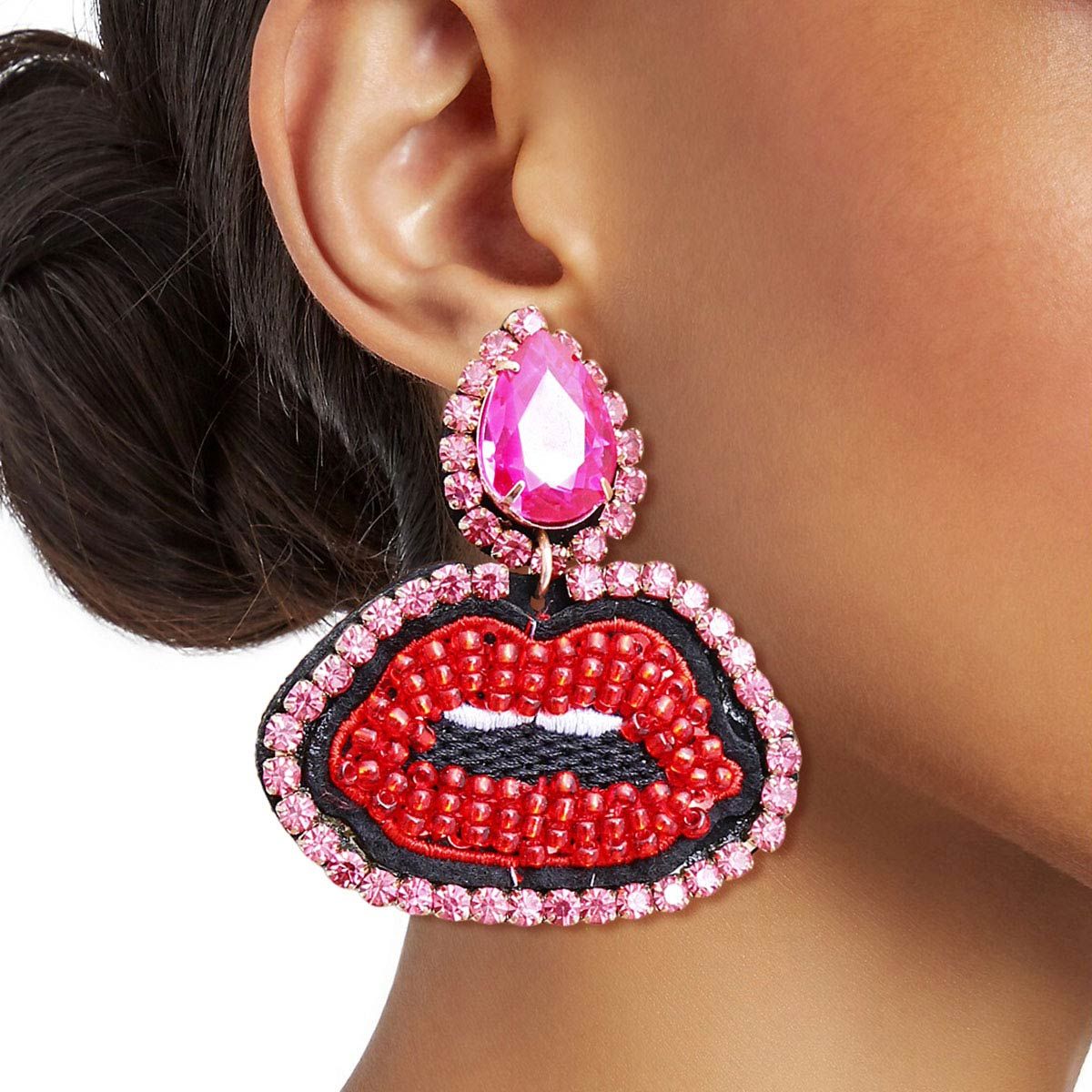 Pink Teardrop Lips Earrings|2.25 inches - Premium Wholesale Jewelry from Pinktown - Just $18! Shop now at chiquestyles
