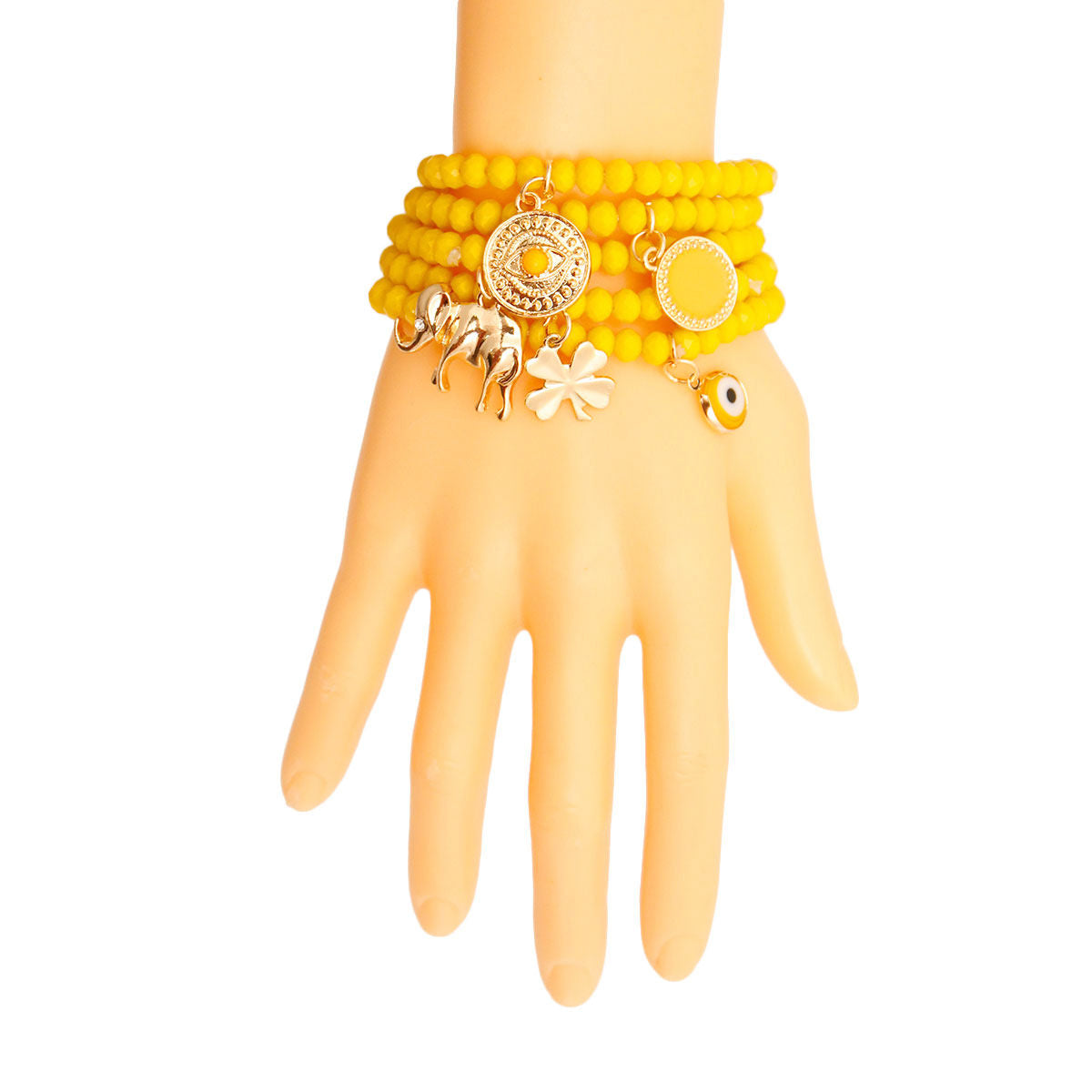 Yellow Luck Bracelet with Elephant Charm|Stretch to Fit - Premium Wholesale Jewelry from Pinktown - Just $11! Shop now at chiquestyles