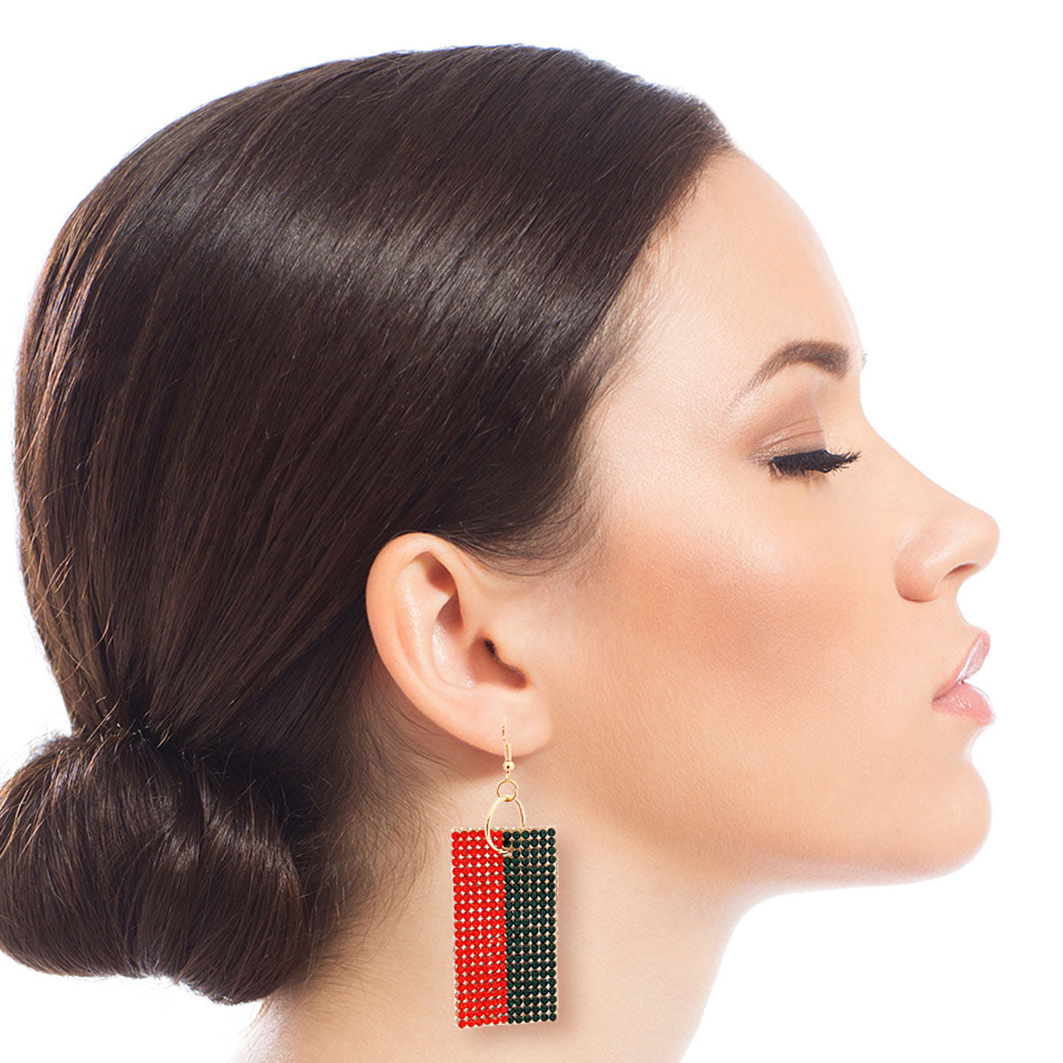 Designer Style Gold Stripe Stone Earrings|2.75 inches - Premium Wholesale Jewelry from Pinktown - Just $9! Shop now at chiquestyles