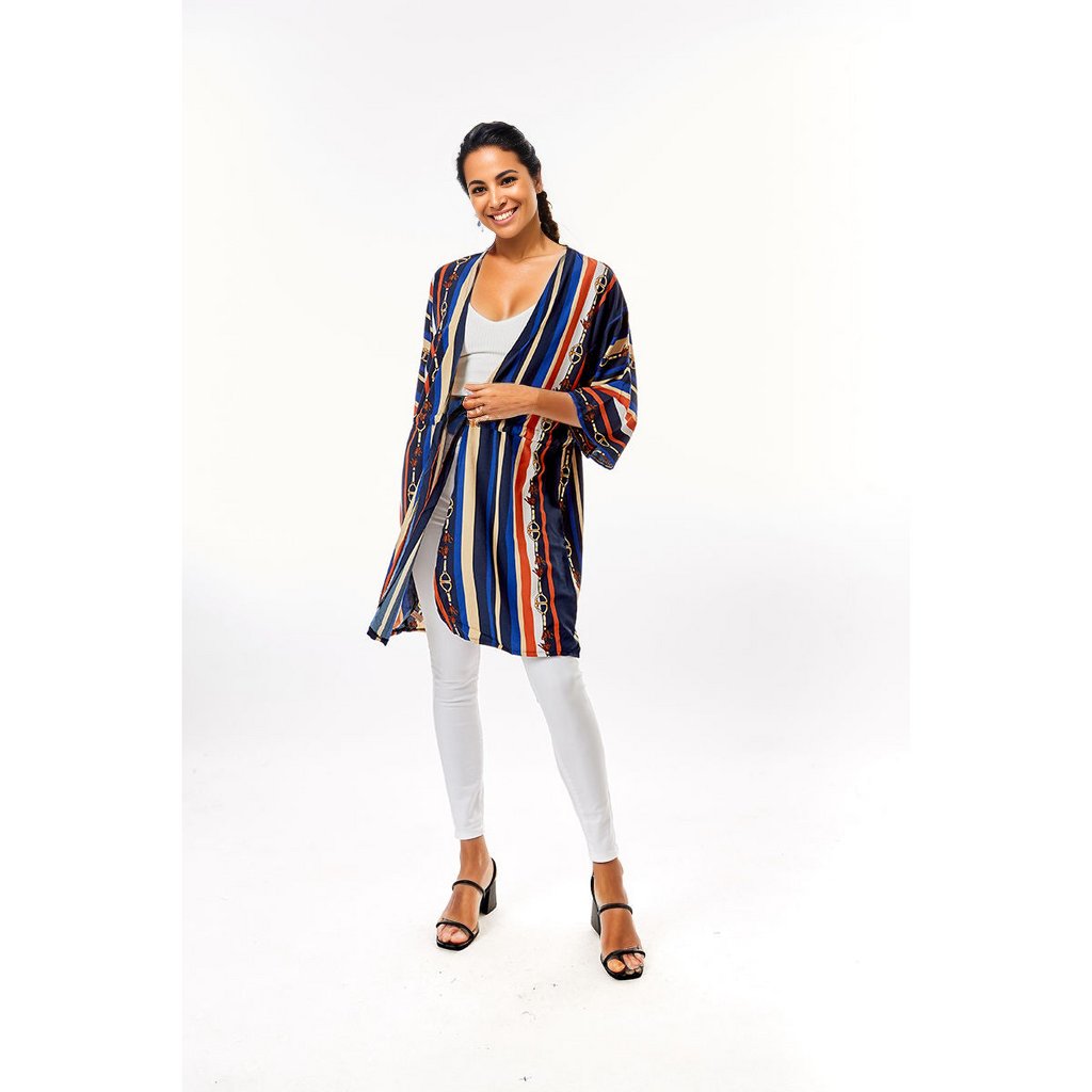 Navy Stripe Designer Horsebit Cover Up|37 x 24.5 inches - Premium Wholesale Boutique Clothing from Pinktown - Just $27! Shop now at chiquestyles