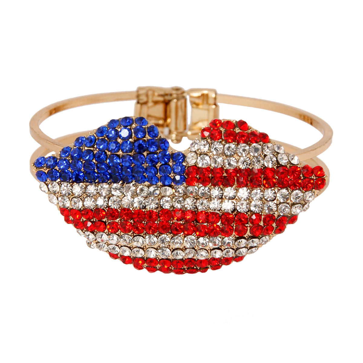 Rhinestone Lips Hinge Bracelet|8 inches - Premium Wholesale Jewelry from Pinktown - Just $15! Shop now at chiquestyles