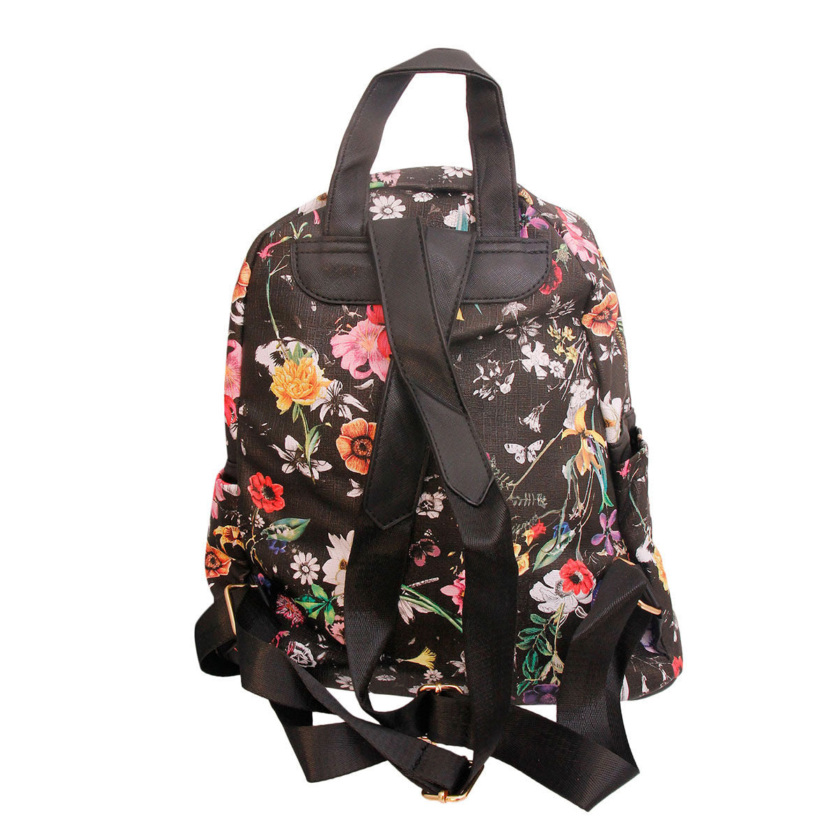 Black Leather Floral Backpack|13 x 13 x 5.75 inches - Premium Wholesale Fashion Accessories from Pinktown - Just $29! Shop now at chiquestyles