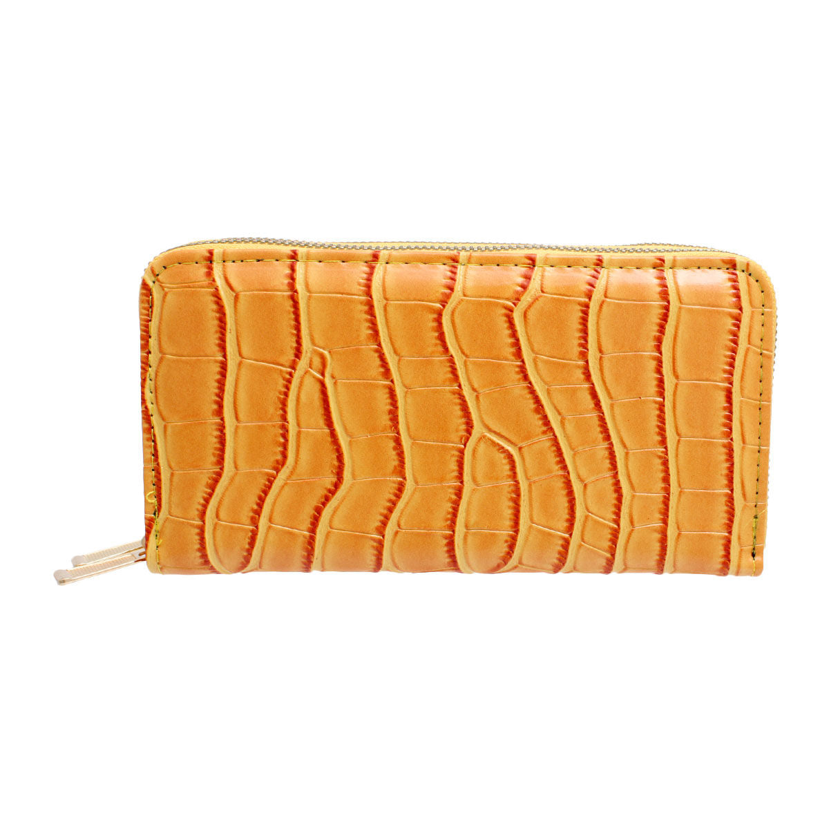 Yellow Croc Double Zipper Wallet|7.5 x 4 x 1.5 inches - Premium Wholesale Fashion Accessories from Pinktown - Just $14! Shop now at chiquestyles