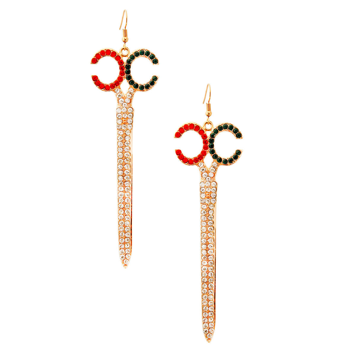 Rhinestone Scissor Drop Earrings - Premium Wholesale Jewelry from Pinktown - Just $12! Shop now at chiquestyles