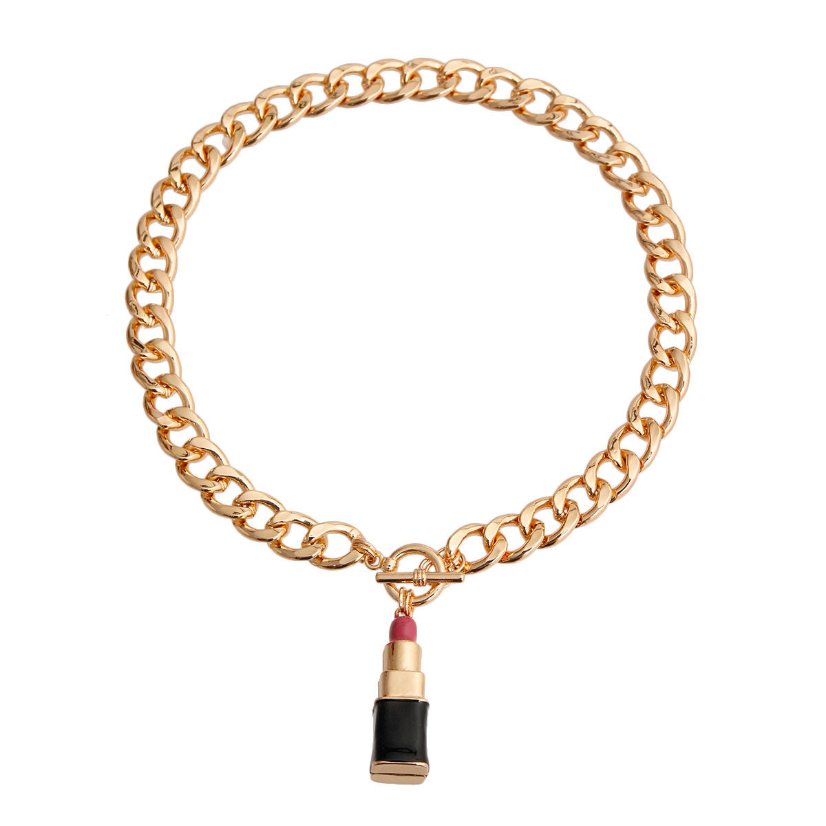 Pink Lipstick Charm Necklace|18 inches - Premium Wholesale Jewelry from Pinktown - Just $10! Shop now at chiquestyles