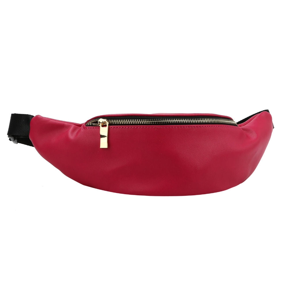 Fuchsia Vegan Leather Fanny Pack|14.6 x 2.4 x 4.6 inches - Premium Wholesale Fashion Accessories from Pinktown - Just $32! Shop now at chiquestyles