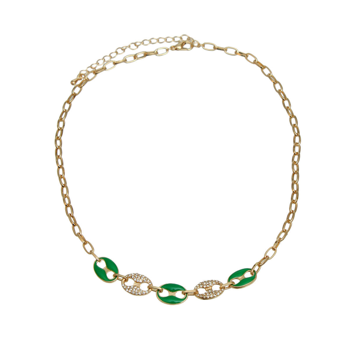 Green Gold Mariner Chain Necklace|16 + 3 inches - Premium Wholesale Jewelry from Pinktown - Just $11! Shop now at chiquestyles