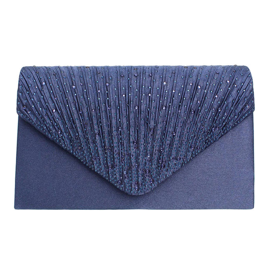 Clutch Navy Ruched Bag for Women|5 x 8.5 x 2 inches - Premium Wholesale Fashion Accessories from Pinktown - Just $31! Shop now at chiquestyles