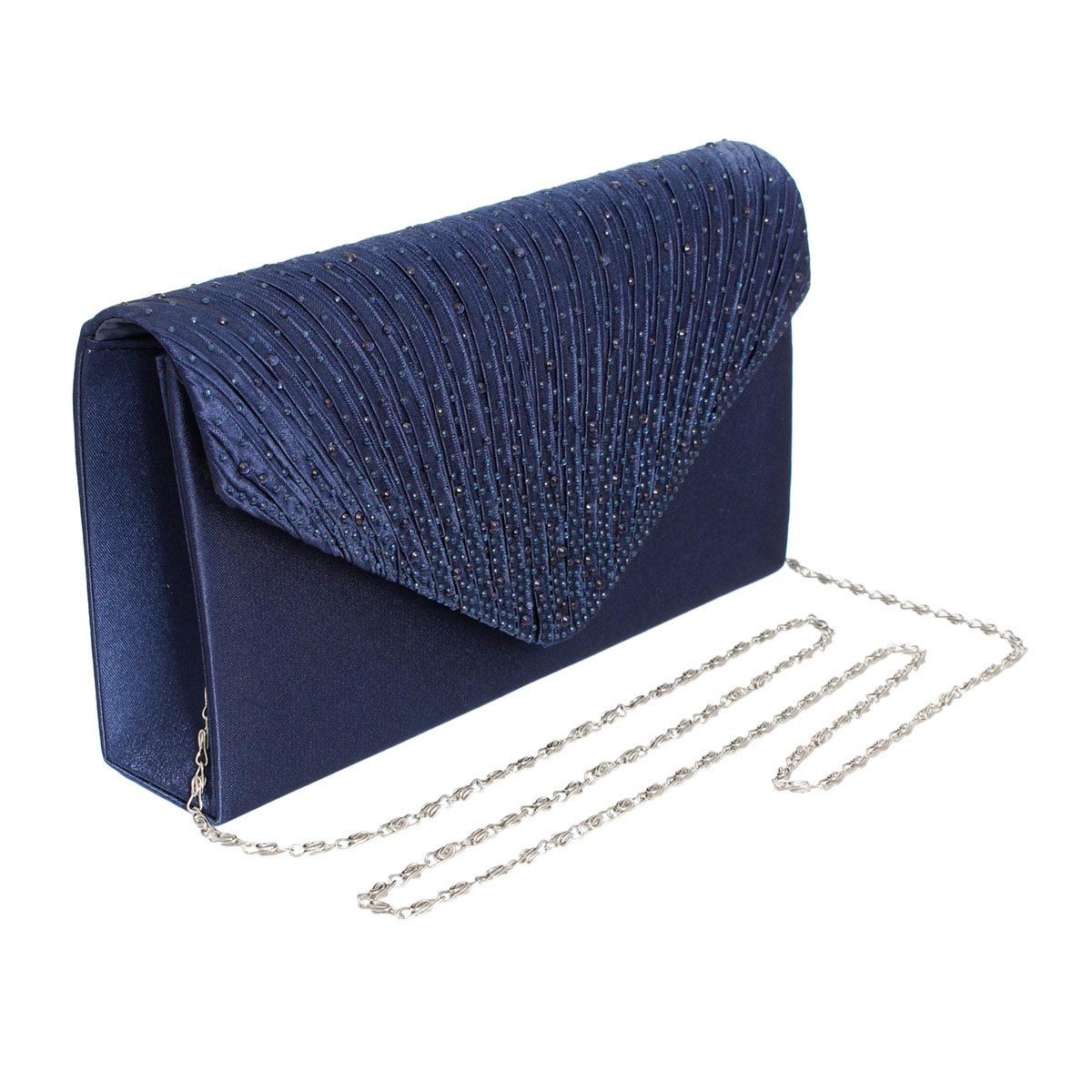 Clutch Navy Ruched Bag for Women|5 x 8.5 x 2 inches - Premium Wholesale Fashion Accessories from Pinktown - Just $31! Shop now at chiquestyles