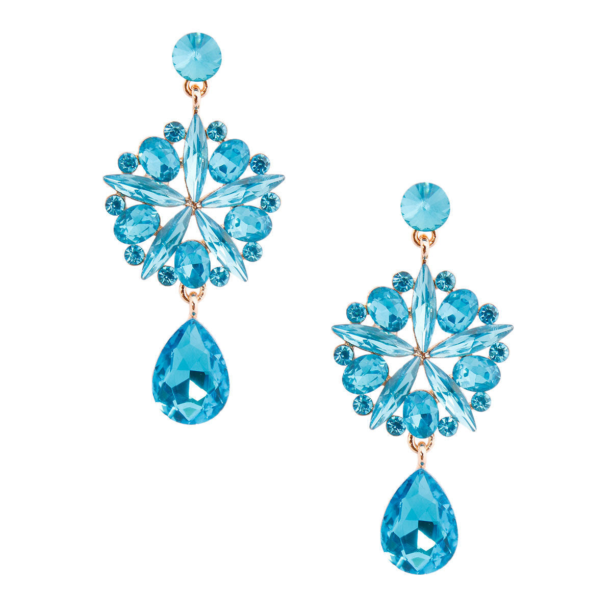 Aqua Crystal Burst Earrings|2.5 inches - Premium Wholesale Jewelry from Pinktown - Just $9! Shop now at chiquestyles