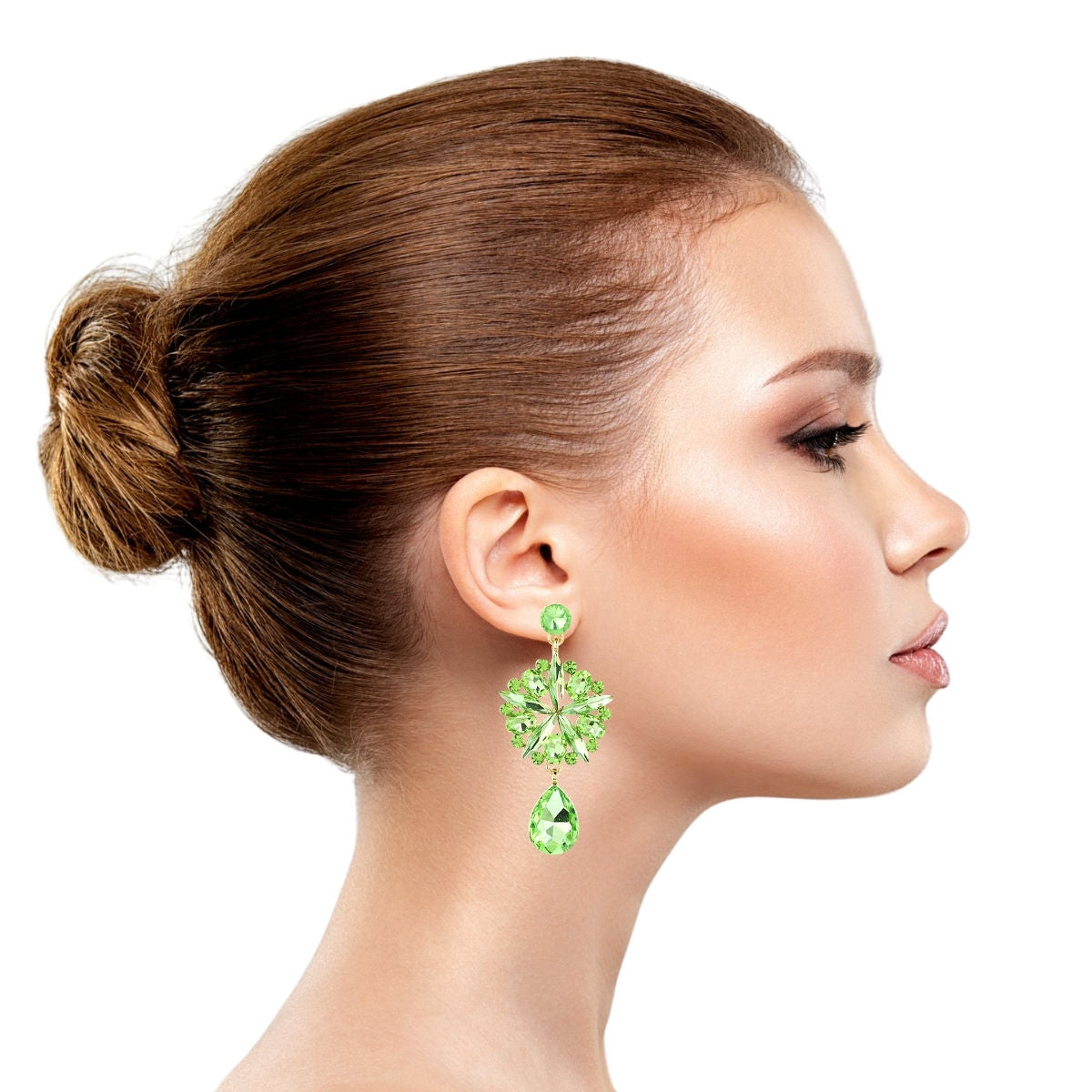 Lime Crystal Burst Earrings|2.5 inches - Premium Wholesale Jewelry from Pinktown - Just $9! Shop now at chiquestyles