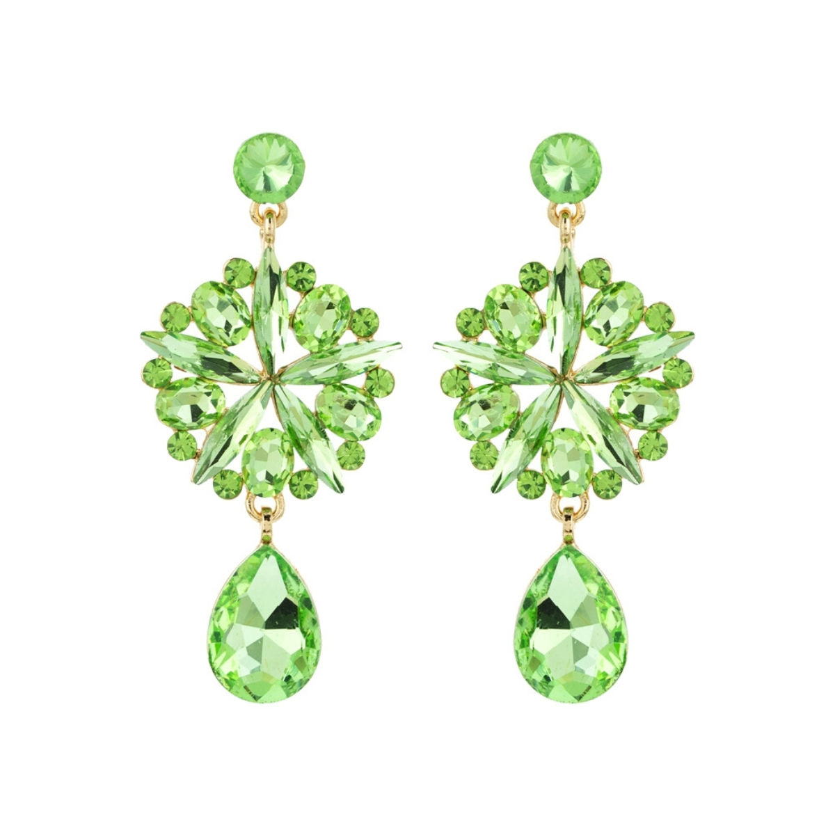 Lime Crystal Burst Earrings|2.5 inches - Premium Wholesale Jewelry from Pinktown - Just $9! Shop now at chiquestyles