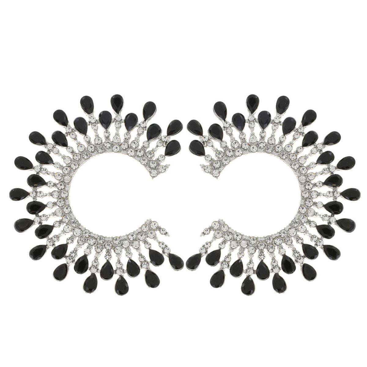 Stud Medium Black C Shape Stone Earrings for Women - Premium Wholesale Jewelry from Pinktown - Just $17! Shop now at chiquestyles