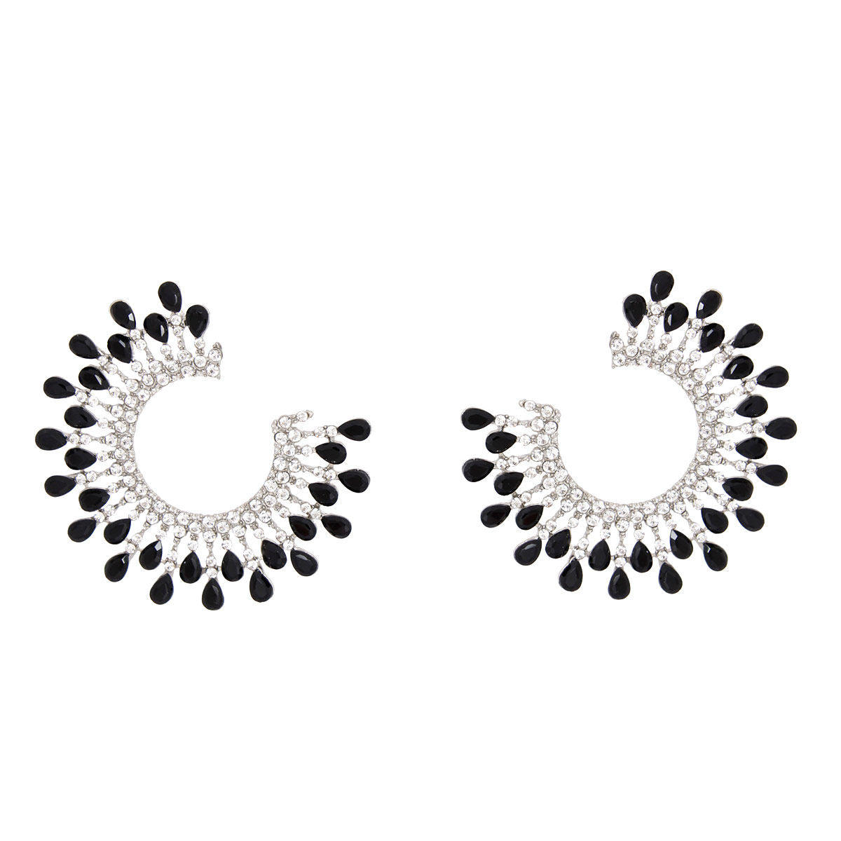 Stud Medium Black C Shape Stone Earrings for Women - Premium Wholesale Jewelry from Pinktown - Just $17! Shop now at chiquestyles