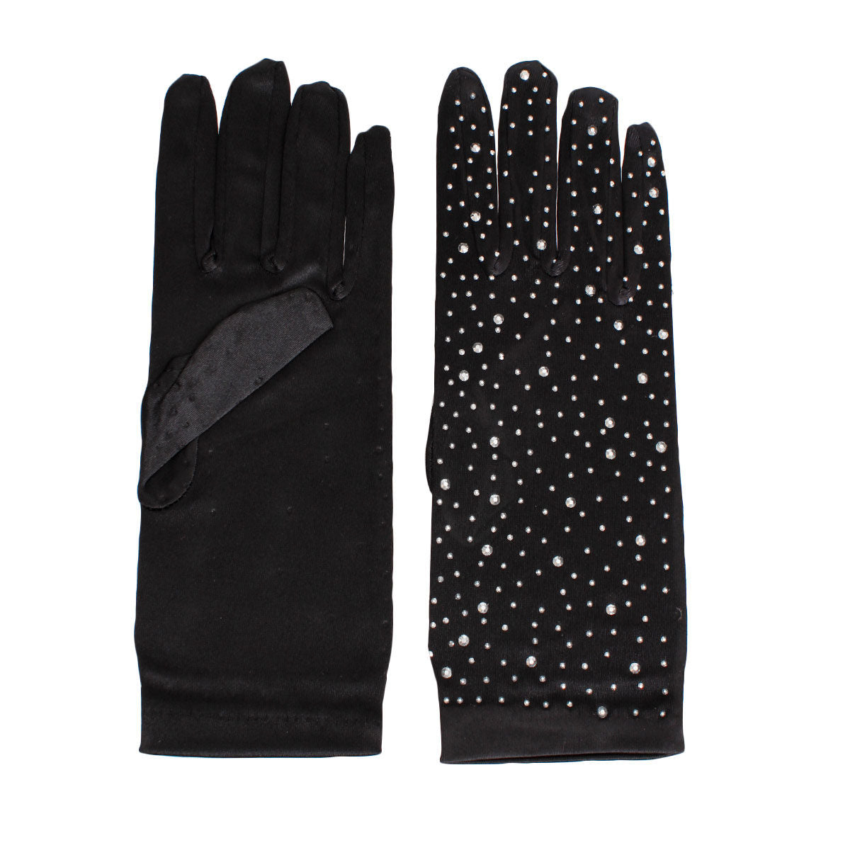 Gloves Black Rhinestone Satin Bridal for Women - Premium Wholesale Fashion Accessories from Pinktown - Just $8! Shop now at chiquestyles