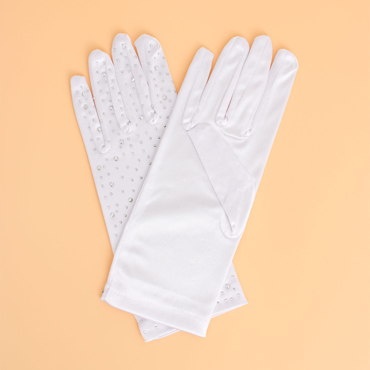 Gloves Gray Rhinestone Satin Bridal for Women - Premium Wholesale Fashion Accessories from Pinktown - Just $8! Shop now at chiquestyles