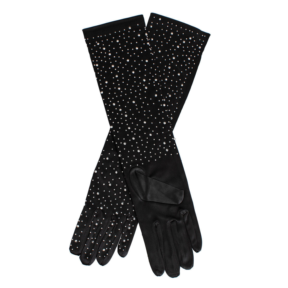 Gloves Long Black Stone Satin Bridal for Women - Premium Wholesale Fashion Accessories from Pinktown - Just $12! Shop now at chiquestyles