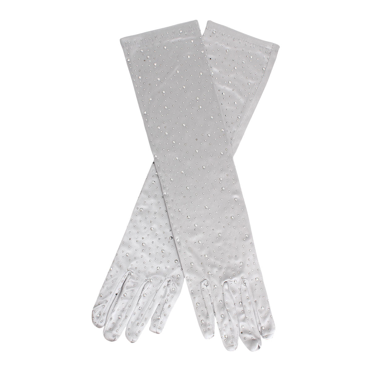 Gloves Long Silver Stone Satin Bridal for Women - Premium Wholesale Fashion Accessories from Pinktown - Just $12! Shop now at chiquestyles