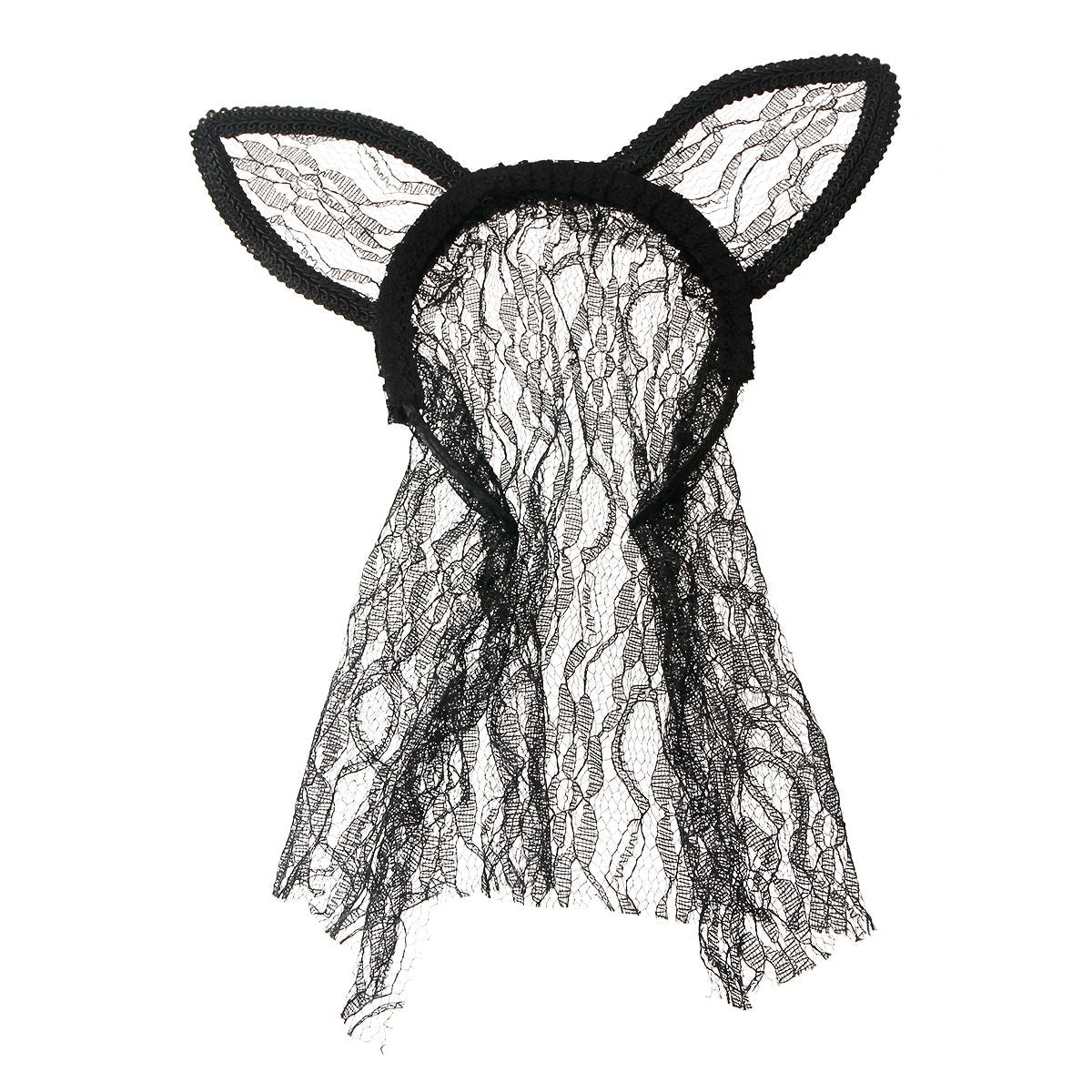 Black Lace Bunny Ears and Veil|Adjustable - Premium Wholesale Fashion Accessories from Pinktown - Just $10! Shop now at chiquestyles