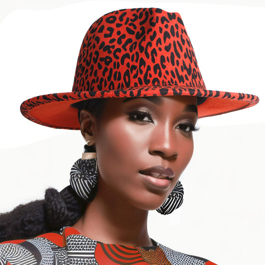 Rust Orange Leopard Fedora|One Size - Premium Wholesale Fashion Accessories from Pinktown - Just $22! Shop now at chiquestyles