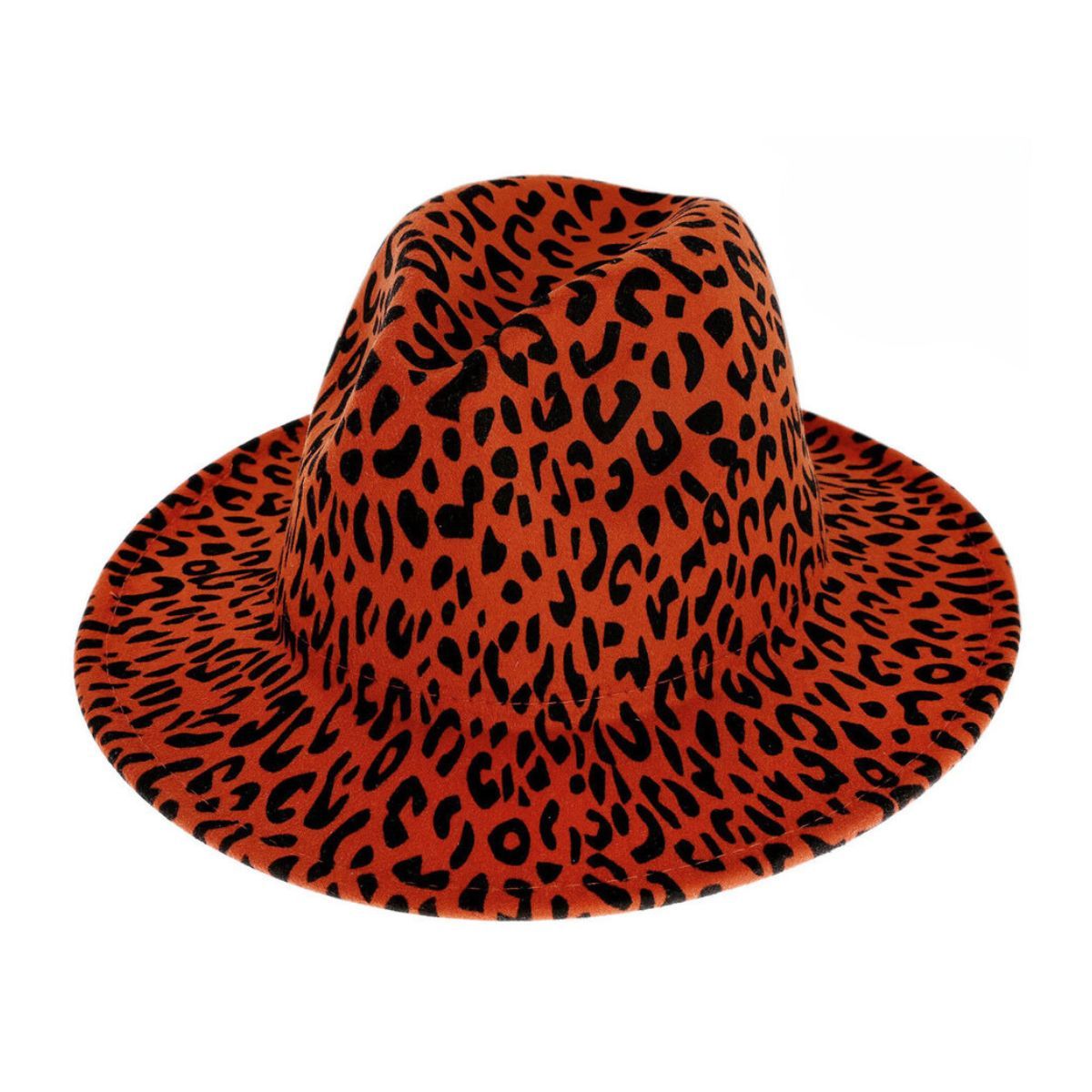 Rust Orange Leopard Fedora|One Size - Premium Wholesale Fashion Accessories from Pinktown - Just $22! Shop now at chiquestyles