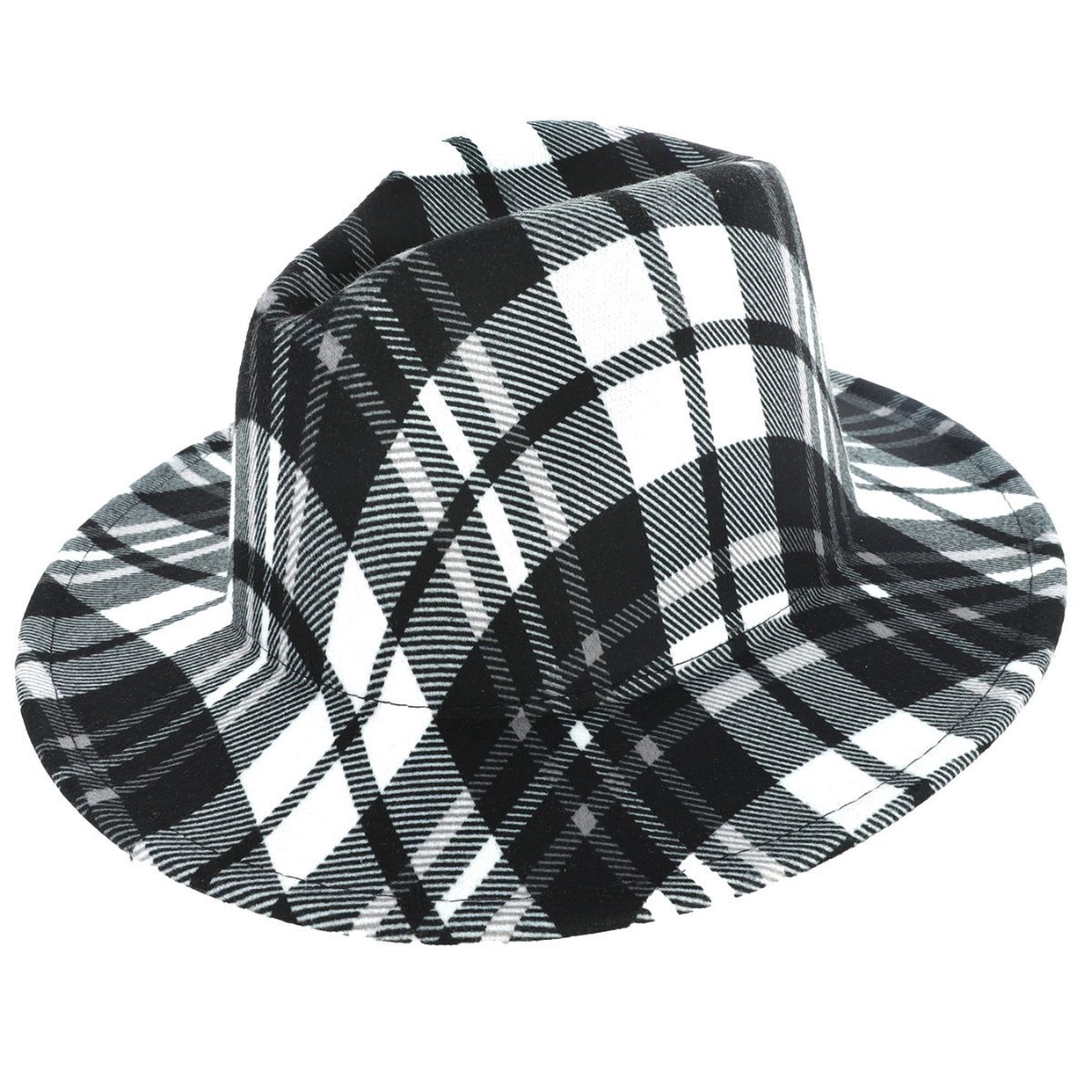 Black White Plaid Fedora|One Size - Premium Wholesale Fashion Accessories from Pinktown - Just $22! Shop now at chiquestyles