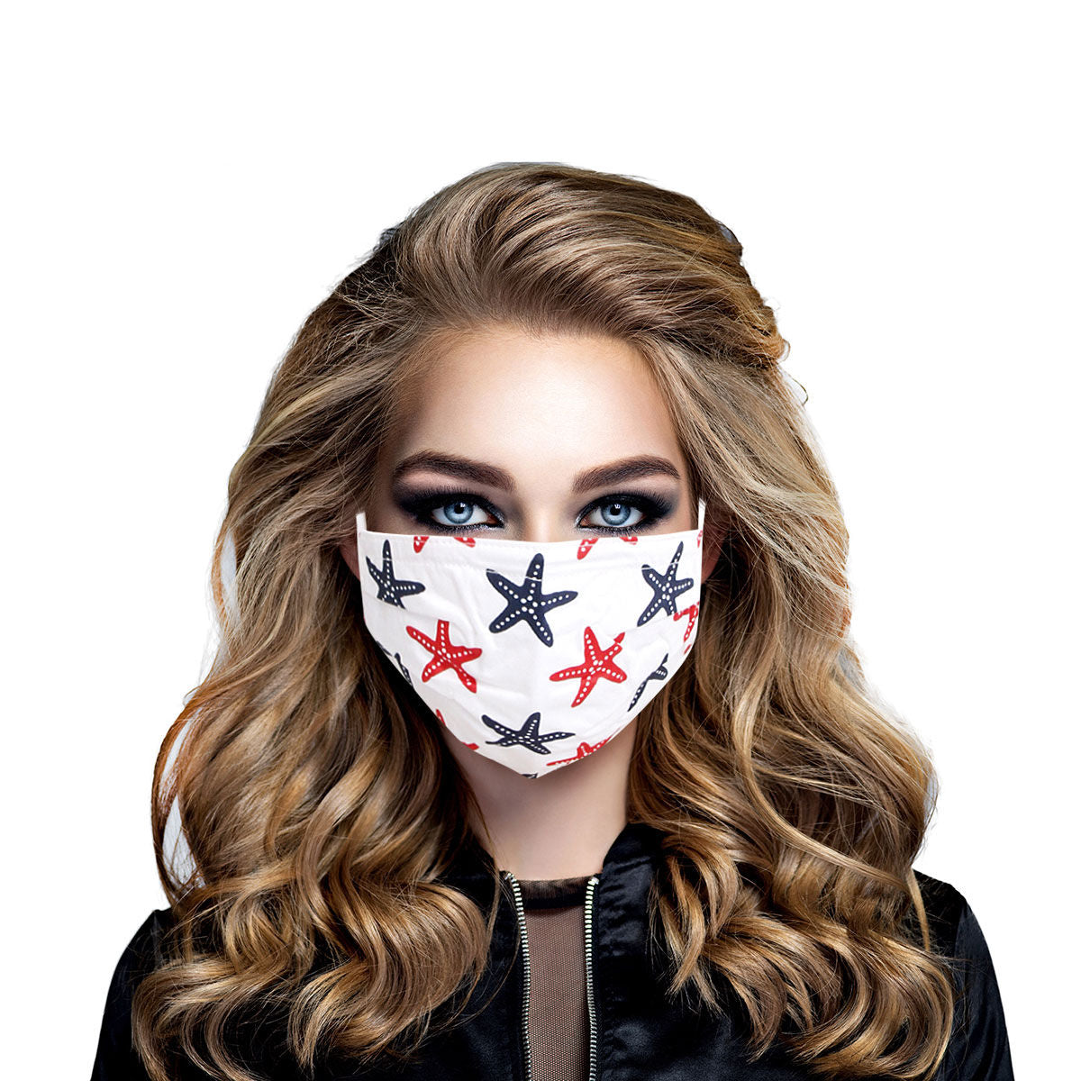 Starfish Print White Mask|Stretch to Fit - Premium Wholesale Fashion Accessories from Pinktown - Just $7! Shop now at chiquestyles