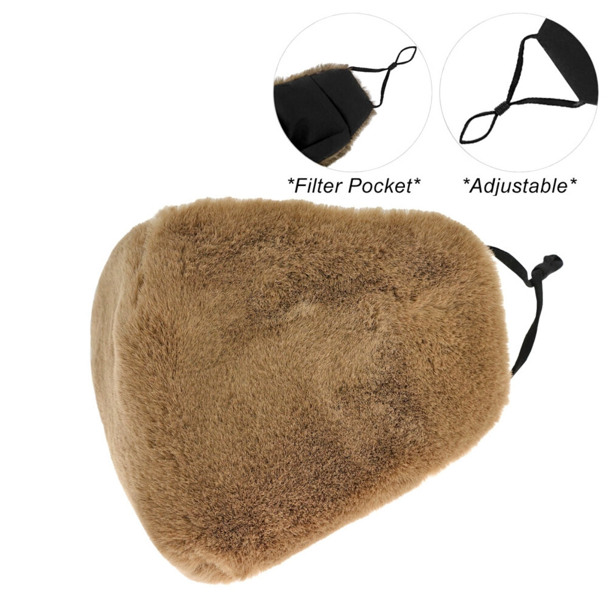 Light Brown Faux Fur Mask|Stretch to Fit - Premium Wholesale Fashion Accessories from Pinktown - Just $9! Shop now at chiquestyles