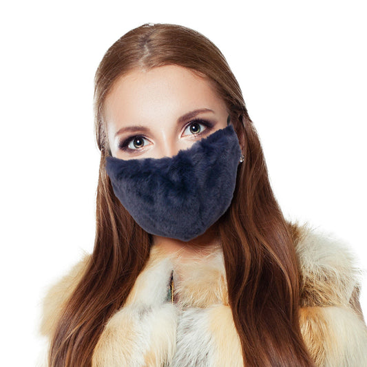 Navy Faux Fur Mask|Stretch to Fit - Premium Wholesale Fashion Accessories from Pinktown - Just $9! Shop now at chiquestyles