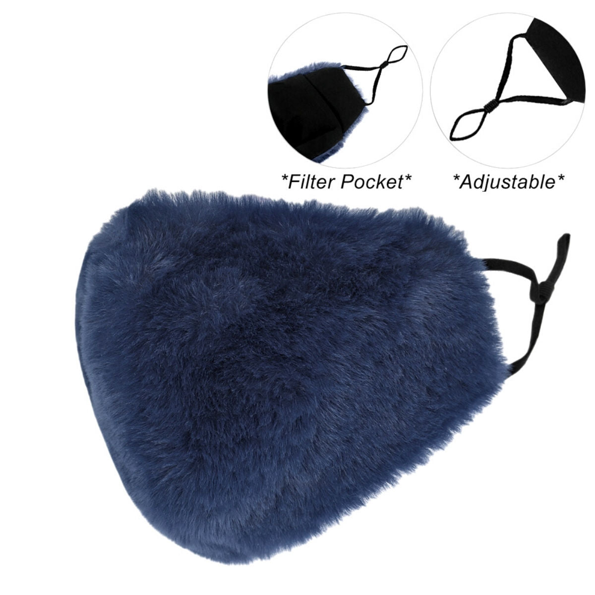 Navy Faux Fur Mask|Stretch to Fit - Premium Wholesale Fashion Accessories from Pinktown - Just $9! Shop now at chiquestyles