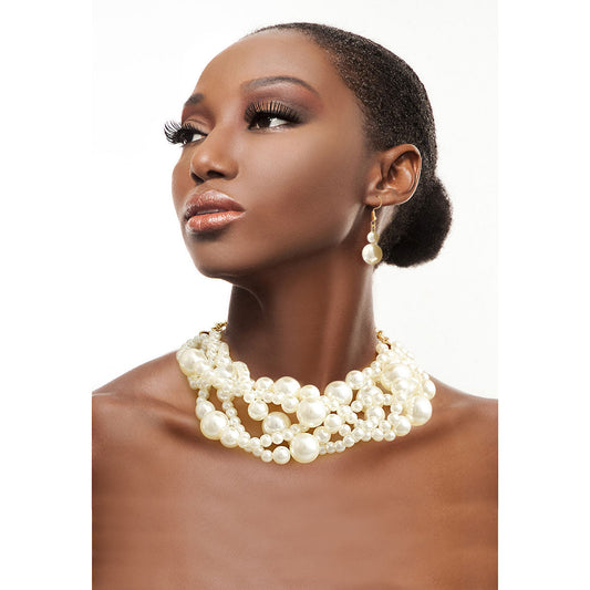 Cream Pearl Twisted 5 Strand Set|16 inches - Premium Wholesale Jewelry from Pinktown - Just $17! Shop now at chiquestyles
