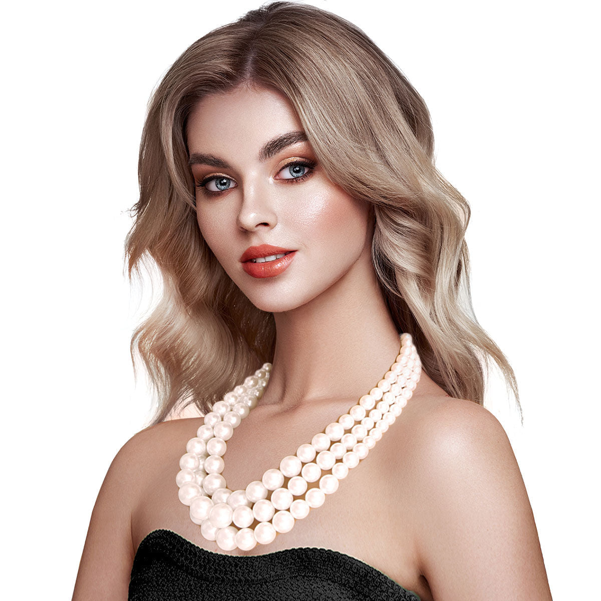 Cream Pearl Graduated Multi Strand Necklace Set|18 inches - Premium Wholesale Jewelry from Pinktown - Just $12! Shop now at chiquestyles