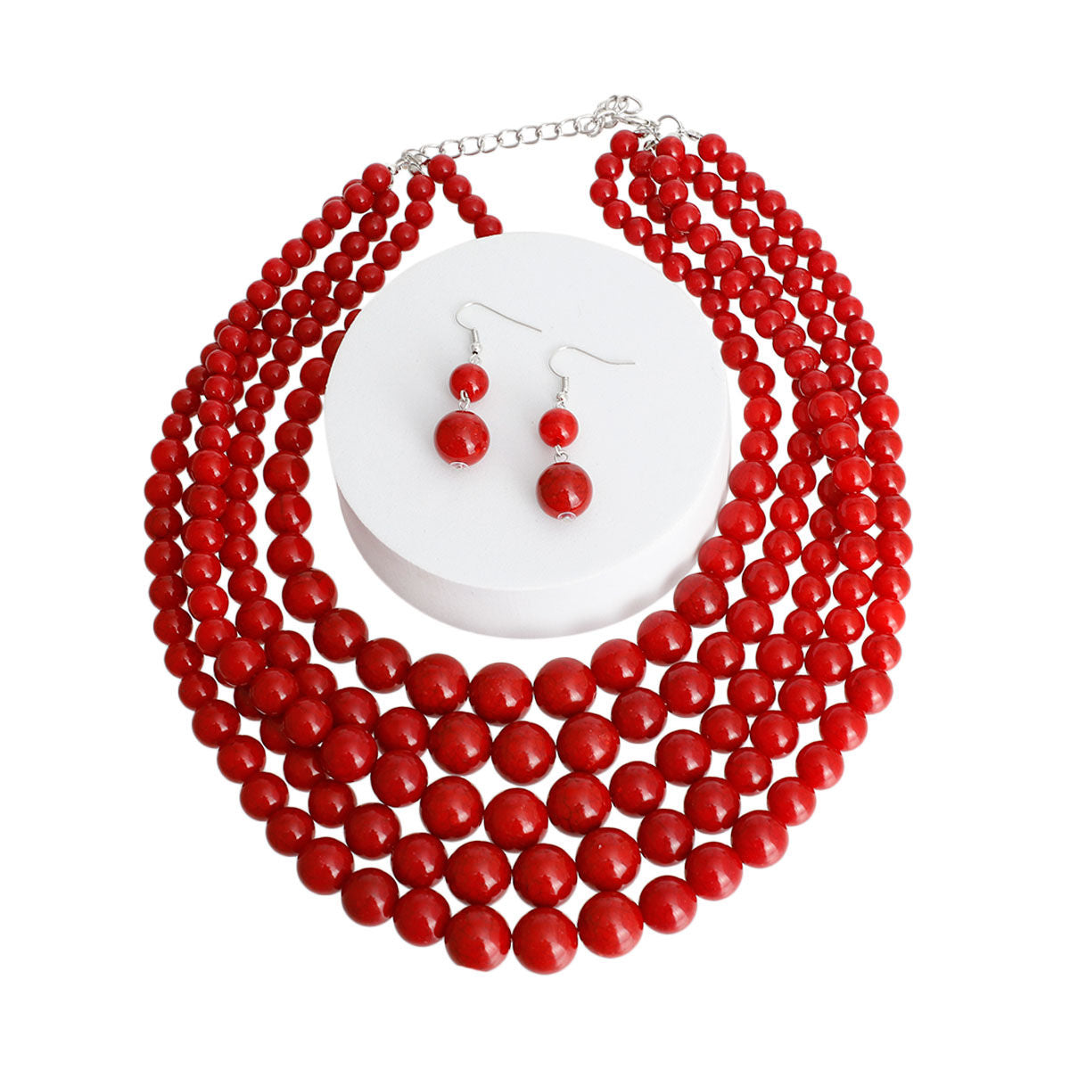Cracked Coral Bead 5 Strand Necklace - Premium Wholesale Jewelry from Pinktown - Just $18! Shop now at chiquestyles